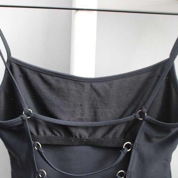 La Blanca Black Open-Back Spaghetti Strap Tankini Bikini Swim Tank Top Size 8 - Picture 4 of 9